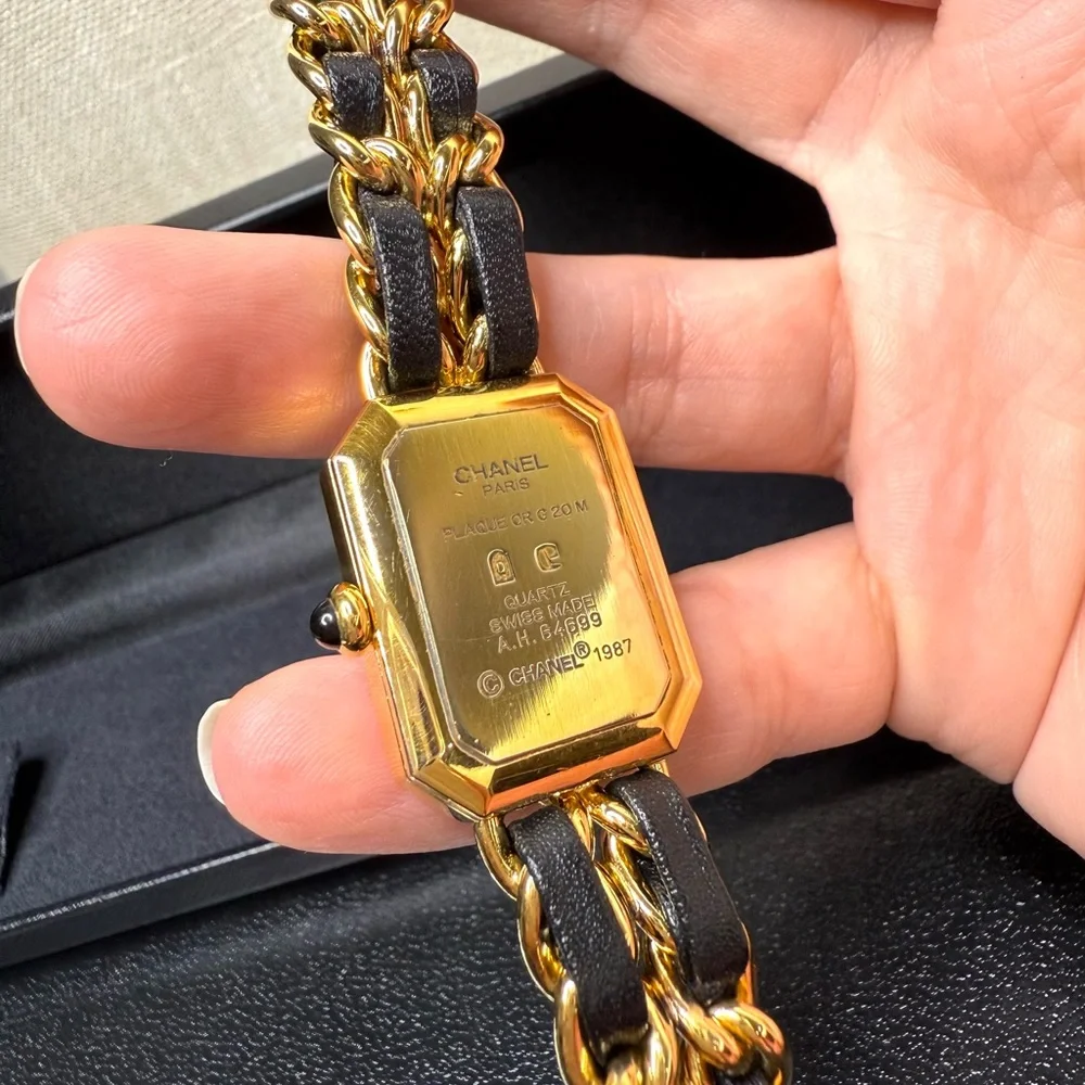 Authentic CHANEL Premiere watch gold black size L